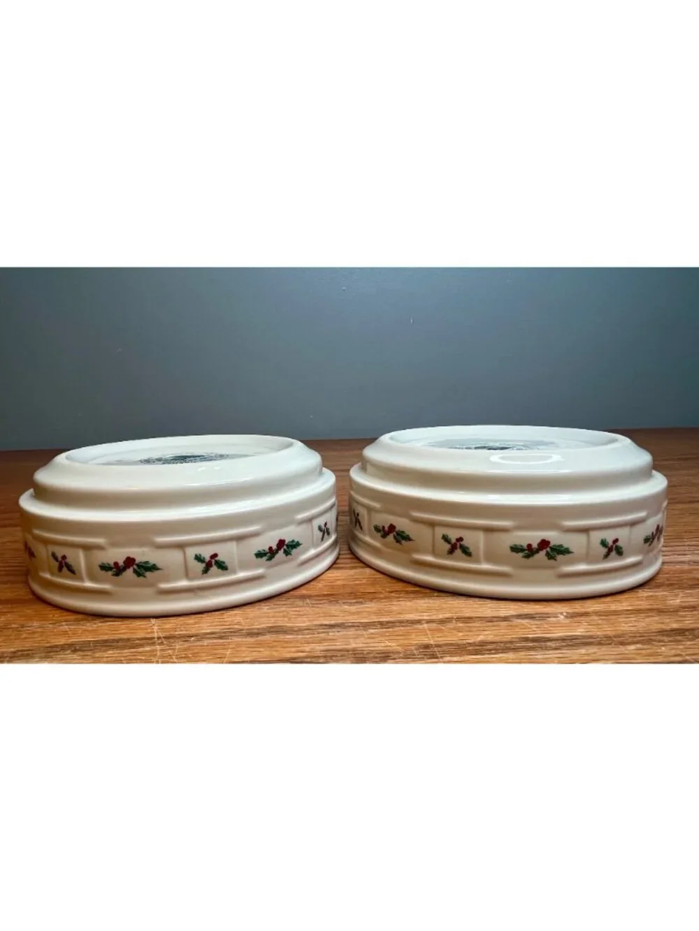 Set of 2 Longaberger Woven Traditions Holly Pattern Soup/Cereal Bowl 6